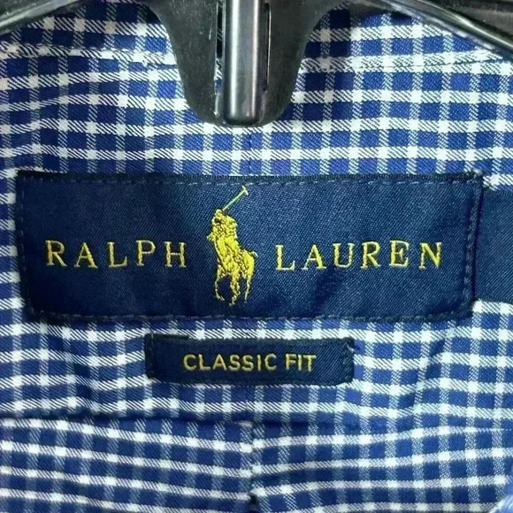 Polo Ralph Lauren Shirt Mens Medium Blue Plaid Check Long Sleeve Stretch Nylon - Picture 7 of 12